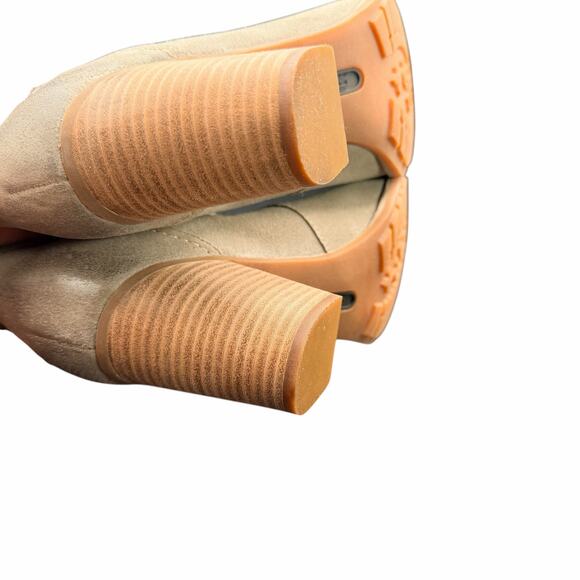 Timberland Savin Hill Mid Beige Suede Perforated Block Heel Boots Women’s 9.5 - Picture 6 of 12